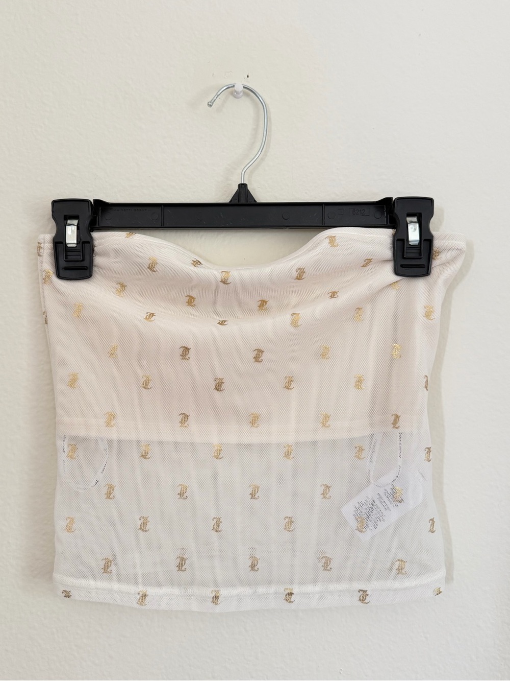 Juicy Couture Cream Mesh Tube Top with Gold Embellishment